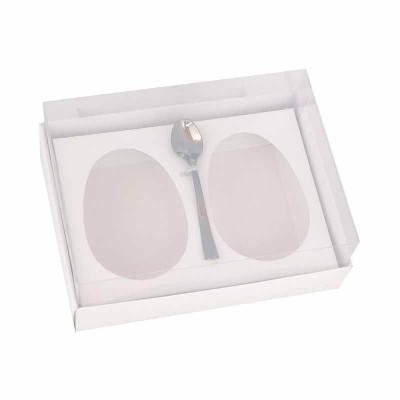 Caixa ovo de colher 100g/150g x 2 - branco - com colher