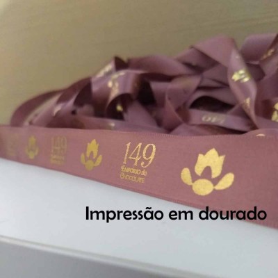 22 mm - Fita de cetim Personalizada Rose - rolo com 50 metros