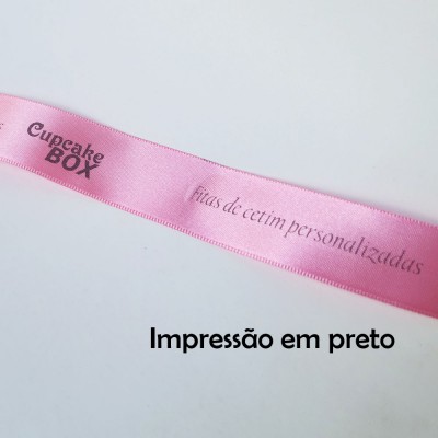 15 mm - Fita de cetim Personalizada Rosa - rolo com 50 m