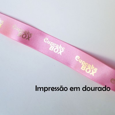 22 mm - Fita de cetim Personalizada Rosa - rolo com 50 metros