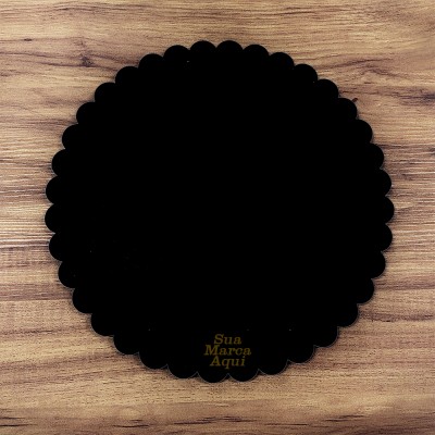 Cake Board borda Babados -  Preta - Personalizada - Tabua de Bolo - Base para Bolo