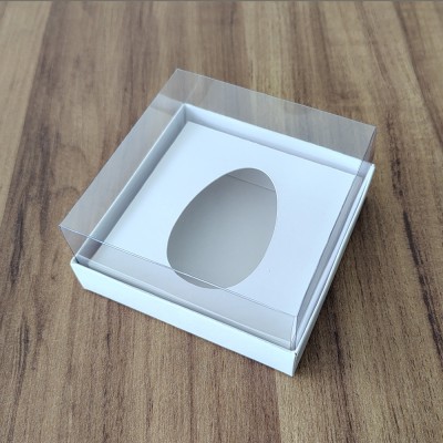 Caixa ovo de colher 50g x 1 - branca - 8x8x4 cm - Pacote c/ 10un.