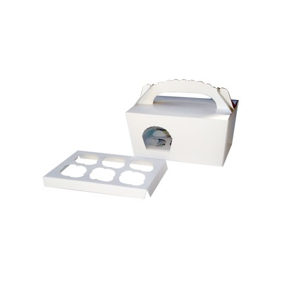 Caixa Maleta 6 Mini Cupcakes - Branca